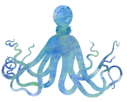 Picture of WATERCOLOR OCTOPUS IN BLUE