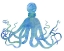 Picture of WATERCOLOR OCTOPUS IN BLUE