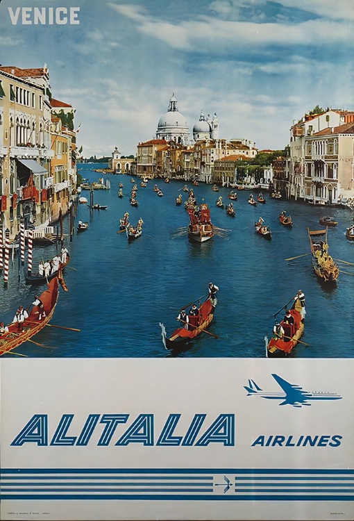 Picture of ITALY VENICE MID CENTURY VINTAGE AIRLINE TRAVEL POSTER