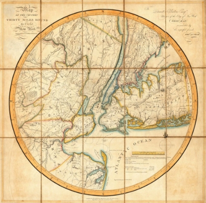 Picture of MAP OF THE COUNTRY THIRTY MILES ROUND THE CITY OF NEW YORK - 1811