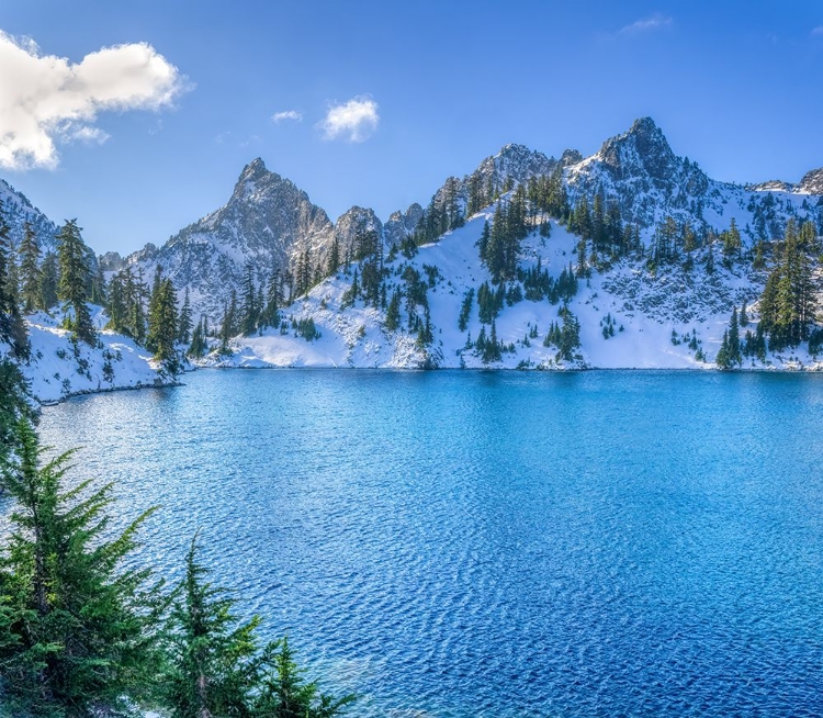 Picture of USA-WASHINGTON STATE-ALPINE LAKES WILDERNESS GEM LAKE AND KALEETAN PEAK WITH NEW SNOW