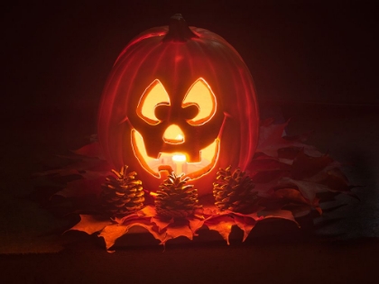 Picture of USA-WASHINGTON STATE SMILING JACK O LANTERN FACE ON PUMPKIN AT HALLOWEEN