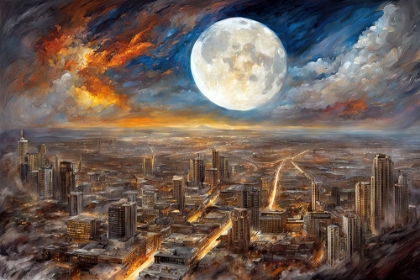 Picture of FULL MOON CITYSCAPE