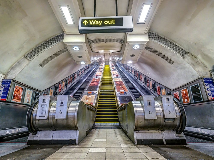 Picture of ESCALATORS AT SUBWAY STATION, LONDON