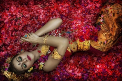 Picture of BALINESE WOMAN AMONG THE FLOWERS
