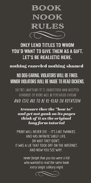 Picture of BOOK NOOK RULES