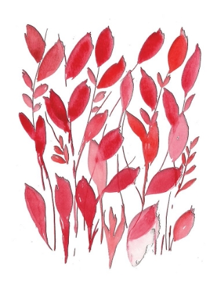 Picture of RED WATERCOLOR LEAVES 1