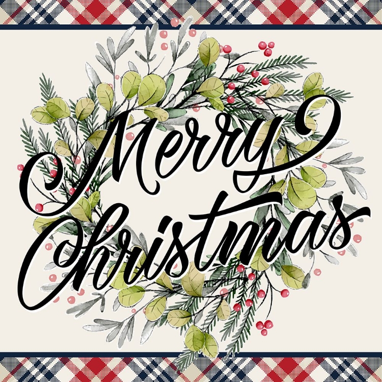 Picture of MERRY CHRISTMAS PLAID WREATH