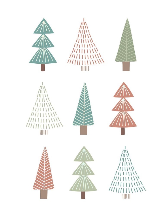 Picture of CHRISTMAS TREES GREEN AND RED