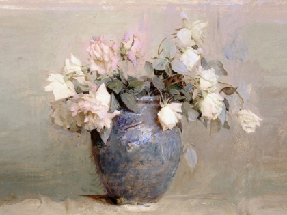 Picture of VINTAGE ROSES IN BLUE VASE