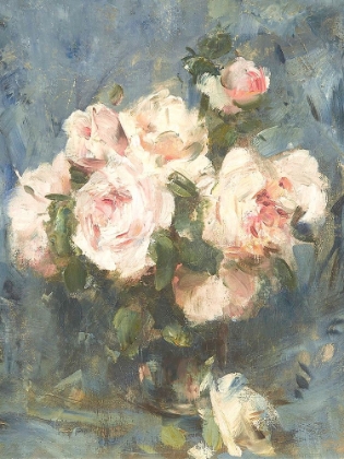Picture of VINTAGE PINK ROSES BLUE BACKGROUND