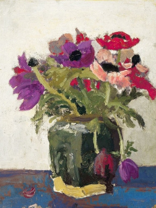 Picture of BRIGHT VINTAGE FLORALS GREEN VASE