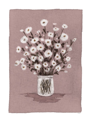 Picture of DAISIES ON DUSTY PINK CANVAS