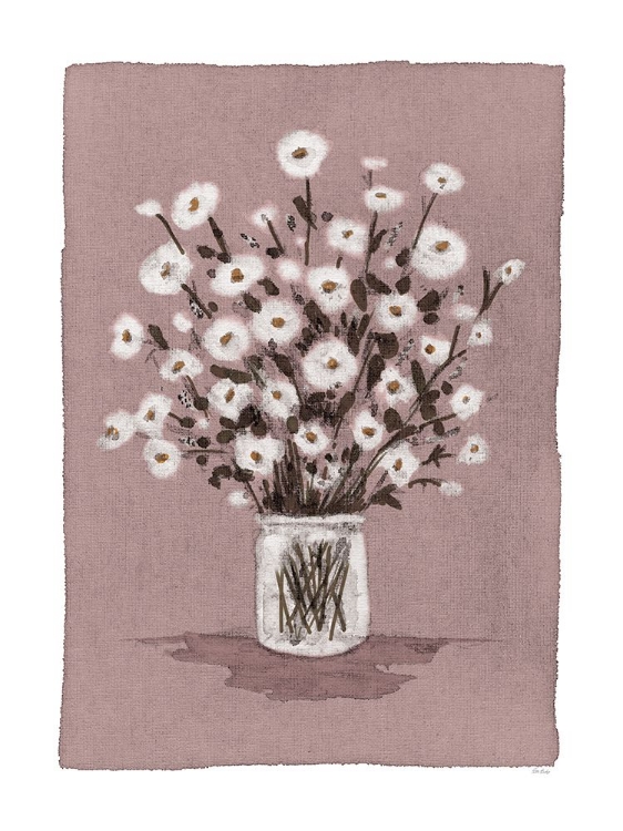 Picture of DAISIES ON DUSTY PINK CANVAS