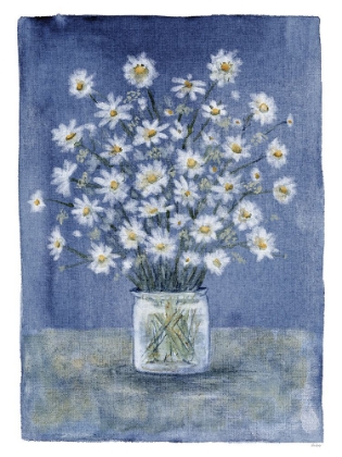 Picture of DAISIES ON BLUE CANVAS 2