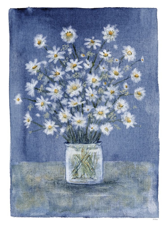 Picture of DAISIES ON BLUE CANVAS 2
