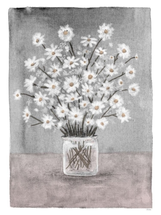 Picture of DAISIES ON GREY CANVAS