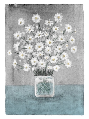 Picture of DAISIES ON TEAL CANVAS 2