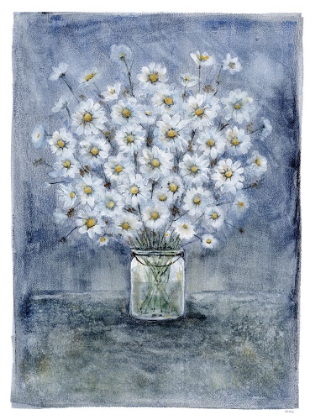 Picture of DAISIES ON BLUE CANVAS 3