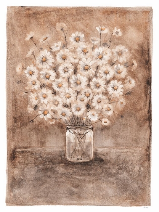 Picture of DAISIES ON MOCHA CANVAS 3