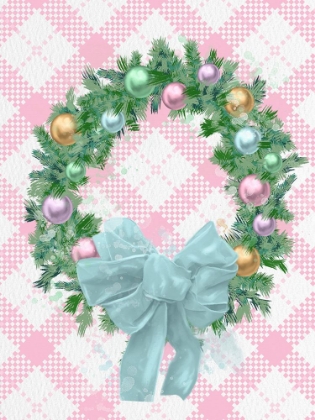 Picture of PASTEL WREATH WATERCOLOR PLAID BACKGROUND