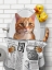 Picture of WHIMSY ANIMALS CAT ON TOILET WITH DUCKY