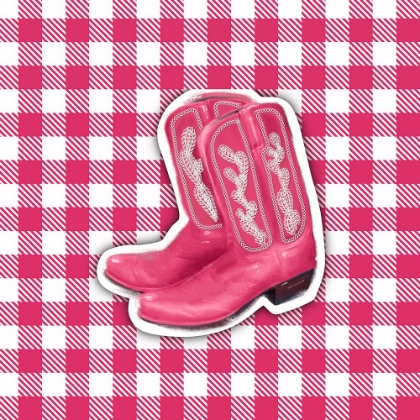 Picture of PINK PLAID COWGIRL BOOTS