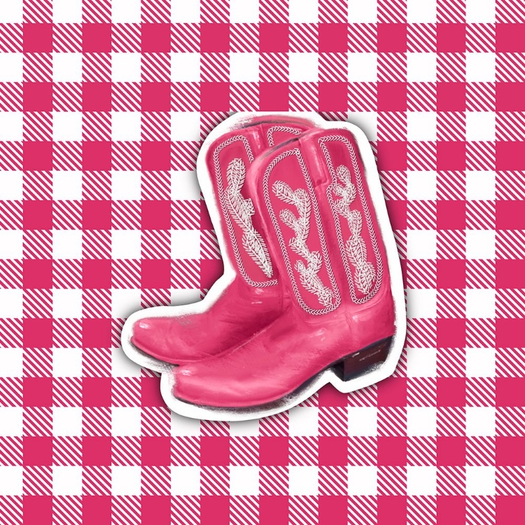 Picture of PINK PLAID COWGIRL BOOTS