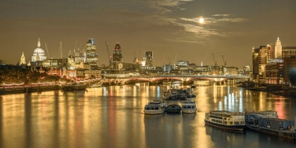 Picture of LONDON SKYLINE, RIVER THAMES AND BLACKFRIARS BRIDGE AT NIGHT