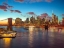 Picture of EVENING VIEW OF LOWER MANHATTAN SKYLINE WITH BROOKLYN BRIDGE OVER EAST RIVER, NEW YORK