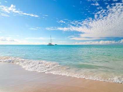 Picture of SEASCAPE WITH A YACHT SAILING IN THE DISTANCE, ANTIGUA
