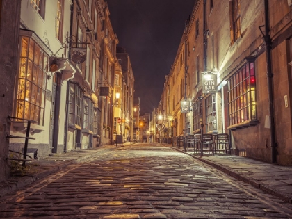 Picture of BATH COBBLESTONE ROAD AT NIGHT
