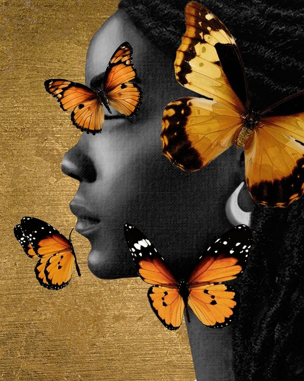 Picture of MONOCHROME GOLDEN BUTTERFLY I