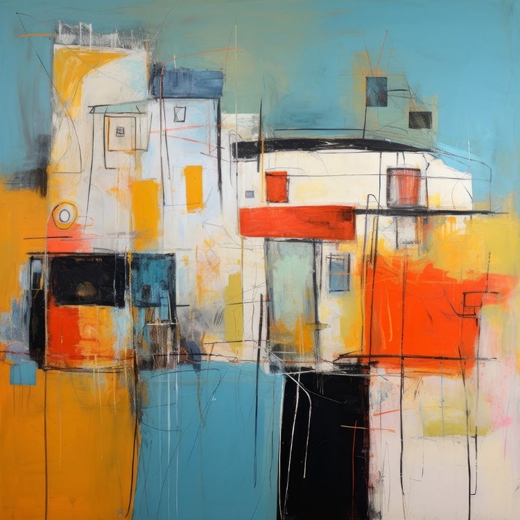 Picture of ABSTRACT VILLAGE IN BLUE IV