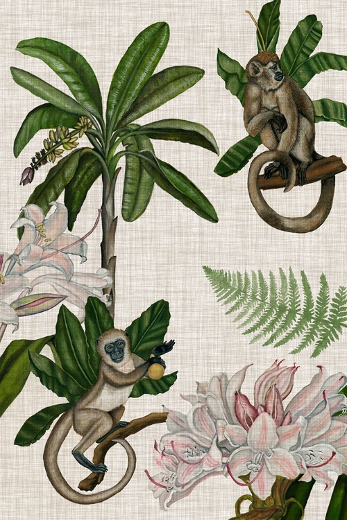 Picture of TROPICAL MONKEY ON LINEN I
