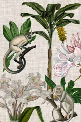 Picture of TROPICAL MONKEY ON LINEN II