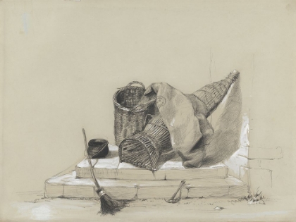 Picture of DEWINTS STILL LIFE WITH BROOM AND RAKE I