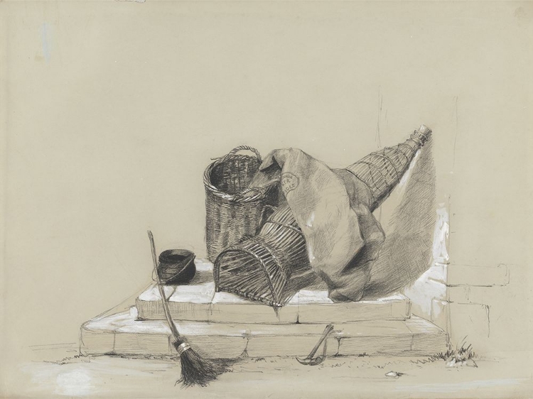 Picture of DEWINTS STILL LIFE WITH BROOM AND RAKE I