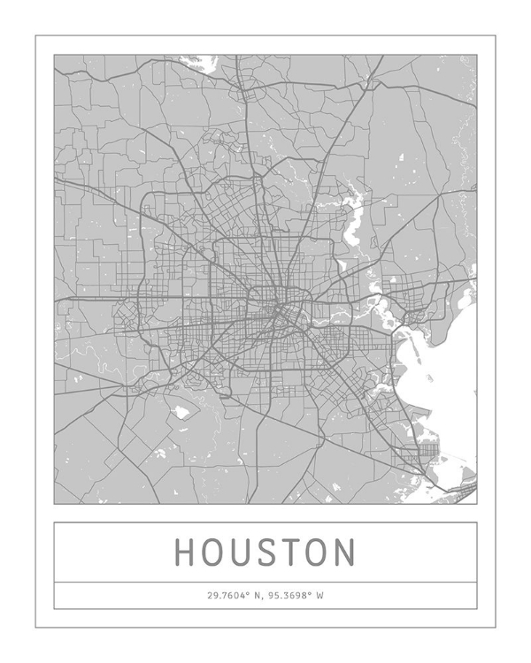 Picture of GRAY MINIMAL CITY MAP OF HOUSTON