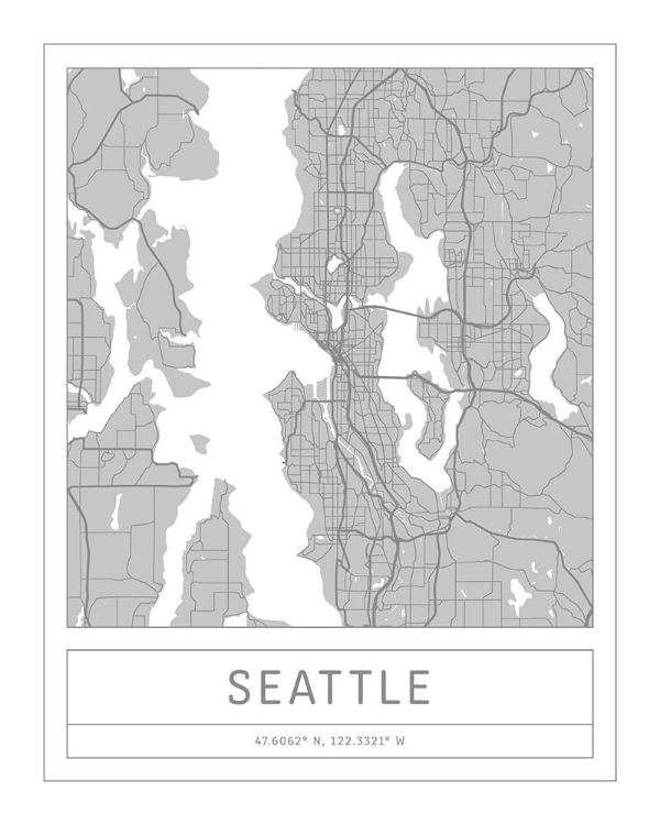 Picture of GRAY MINIMAL CITY MAP OF SEATTLE
