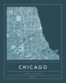 Picture of NAVY MINIMAL CITY MAP OF CHICAGO