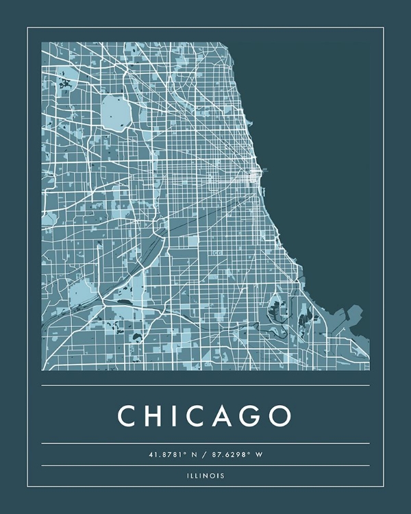 Picture of NAVY MINIMAL CITY MAP OF CHICAGO