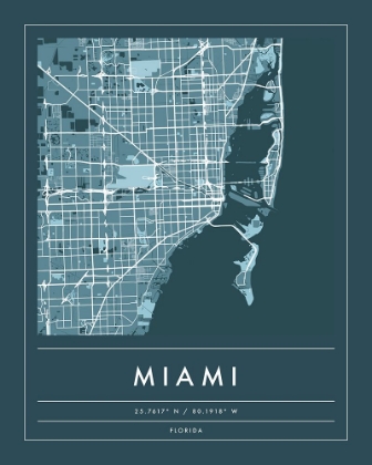Picture of NAVY MINIMAL CITY MAP OF MIAMI