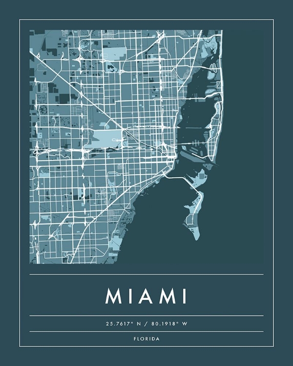 Picture of NAVY MINIMAL CITY MAP OF MIAMI