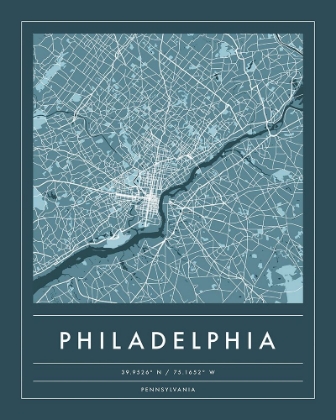 Picture of NAVY MINIMAL CITY MAP OF PHILADELPHIA