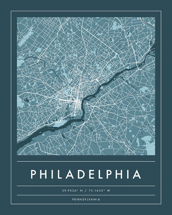 Picture of NAVY MINIMAL CITY MAP OF PHILADELPHIA