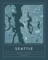 Picture of NAVY MINIMAL CITY MAP OF SEATTLE