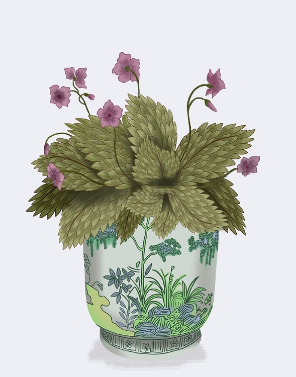 Picture of PLANTER WITH PINK FLOWER PLANT