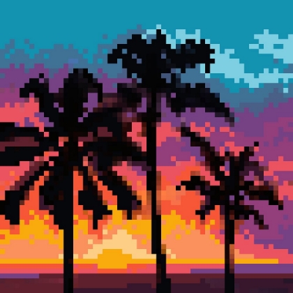 Picture of PIXEL PALM SUNSET II