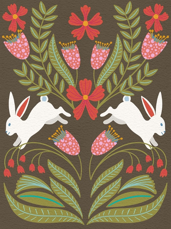 Picture of FOLK FLOWER AND RABBIT I